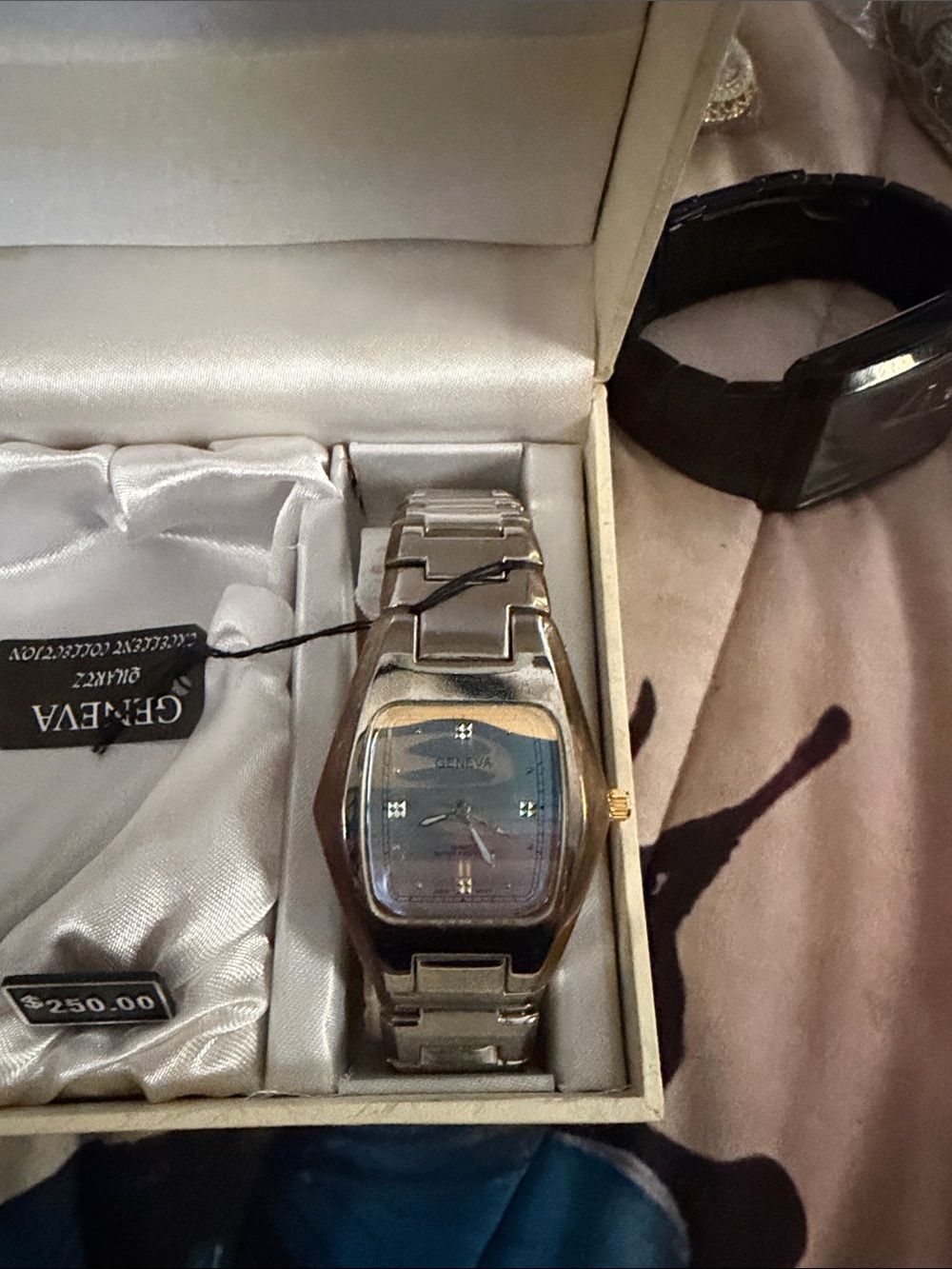 Geneva Two-Tone Blue Dial Stainless Bracelet Watch